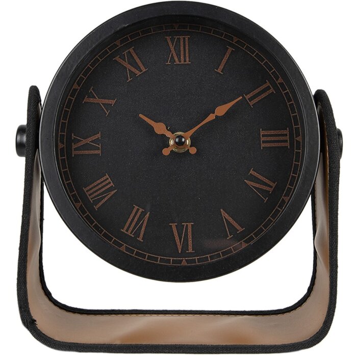 Clayre & Eef 6KL0783 Horloge de table 23x8x22 cm - 1xAA Noir - Marron