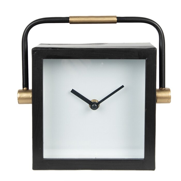 Clayre & Eef 6KL0789 Horloge de table 19x5x19 cm - 1xAA noir - blanc