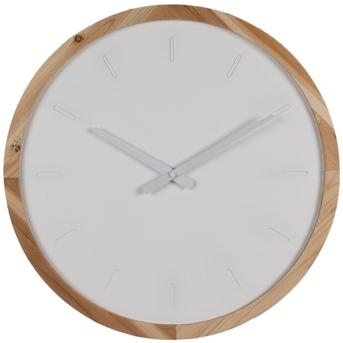 Clayre & Eef 6KL0794 Horloge murale Ø 50x4 cm - 1xAA Blanc - Marron