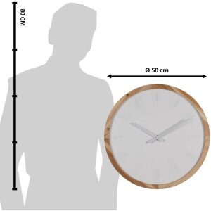 Clayre & Eef 6KL0794 Horloge murale Ø 50x4 cm - 1xAA Blanc - Marron