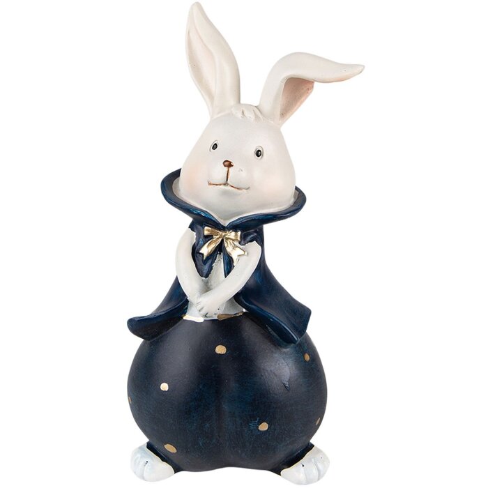 Clayre & Eef 6PR3613 Décoration Lapin 9x8x21 cm bleu - blanc