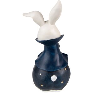 Clayre & Eef 6PR3613 Décoration Lapin 9x8x21 cm bleu - blanc