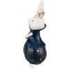 Clayre & Eef 6PR3613 Décoration Lapin 9x8x21 cm bleu - blanc