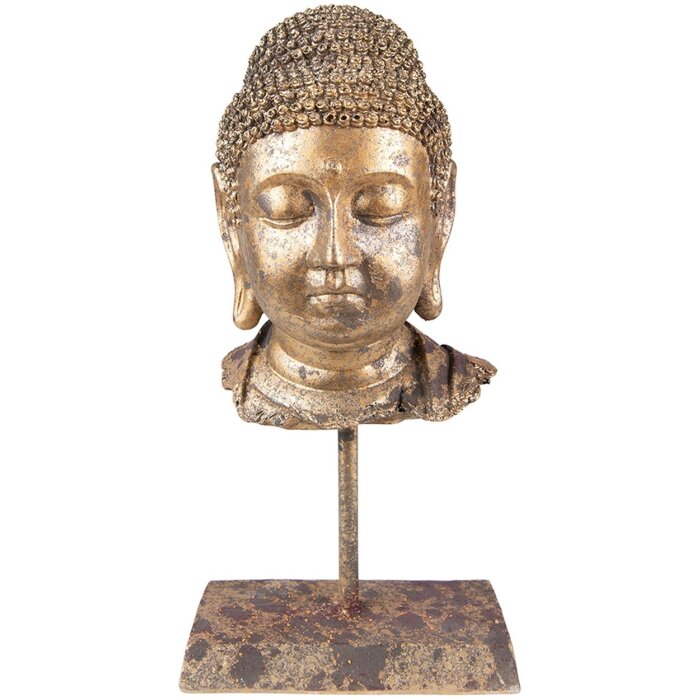 Clayre & Eef 6PR3619 Décoration Tête de Bouddha 13x9x25 cm Doré