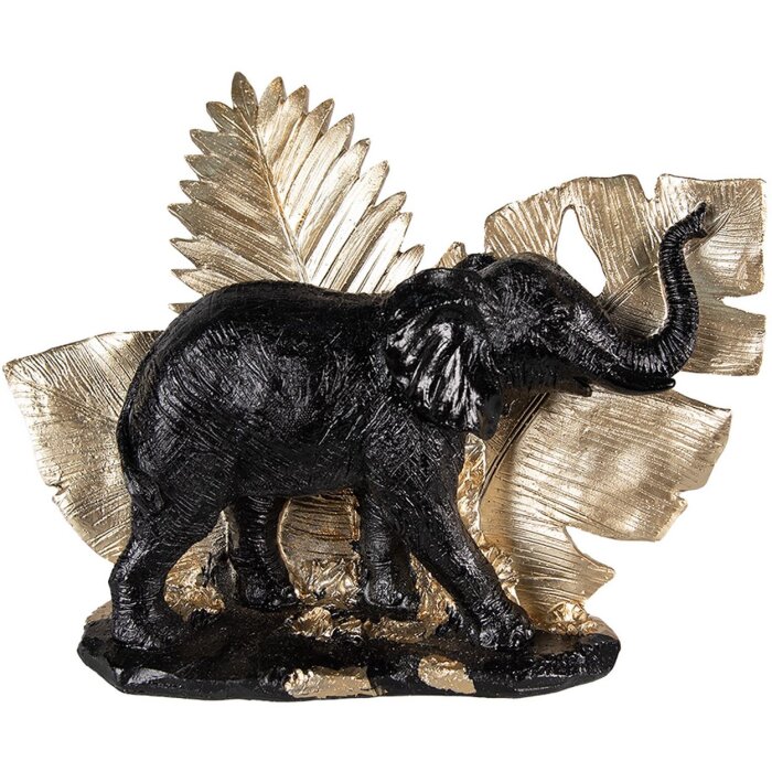 Clayre & Eef 6PR3816 Décoration Eléphant 25x10x18 cm Noir - Or