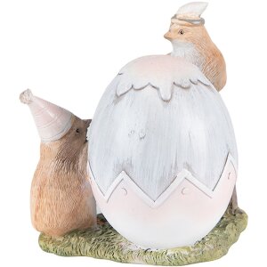 Clayre & Eef 6PR3824 Décoration Poussin 12x9x12 cm Gris - Marron