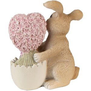 Clayre & Eef 6PR3833 Décoration Lapin 11x6x12 cm Marron - Rose