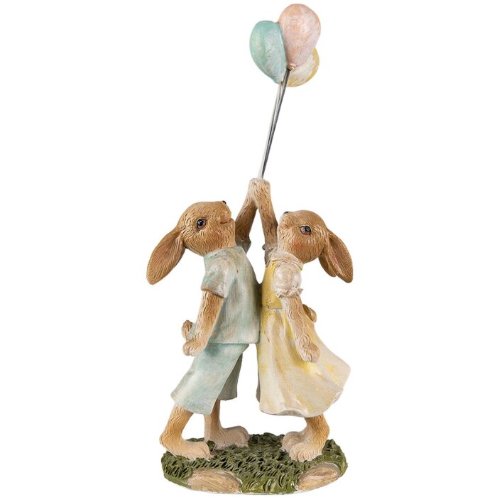 Clayre & Eef 6PR3853 Décoration Lapin 10x6x22 cm Vert - Marron