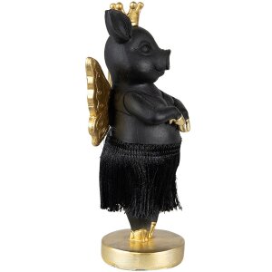 Clayre & Eef 6PR3860 Décoration Cochon 9x6x18 cm Noir - Or