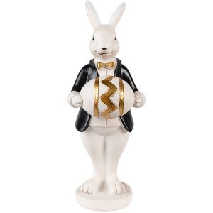 Clayre & Eef 6PR3866 Décoration Lapin 6x6x15 cm noir - blanc