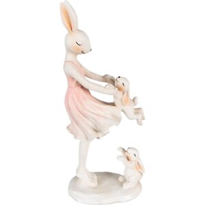 Clayre & Eef 6PR3868 Décoration Lapin 9x6x22 cm Rose - Beige