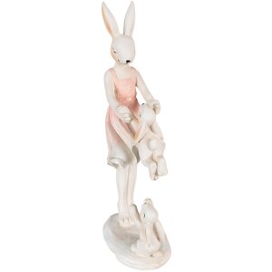 Clayre & Eef 6PR3868 Décoration Lapin 9x6x22 cm Rose - Beige