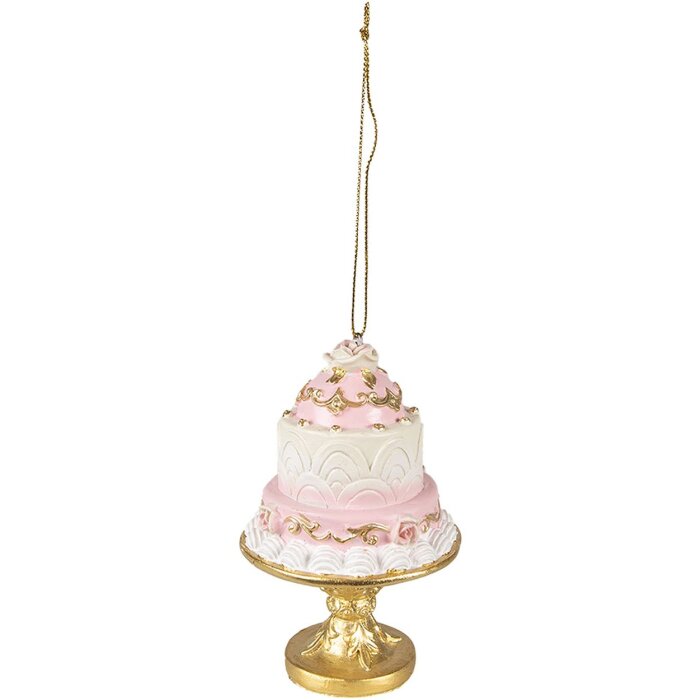 Clayre & Eef 6PR3870 Décoration Pendentif Gâteau Ø 7x11 cm Rose - Blanc