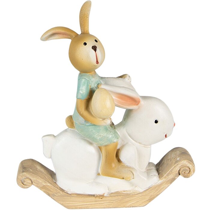 Clayre & Eef 6PR3871 Décoration Lapin 10x4x11 cm Blanc - Vert