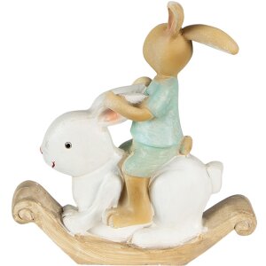 Clayre & Eef 6PR3871 Décoration Lapin 10x4x11 cm Blanc - Vert