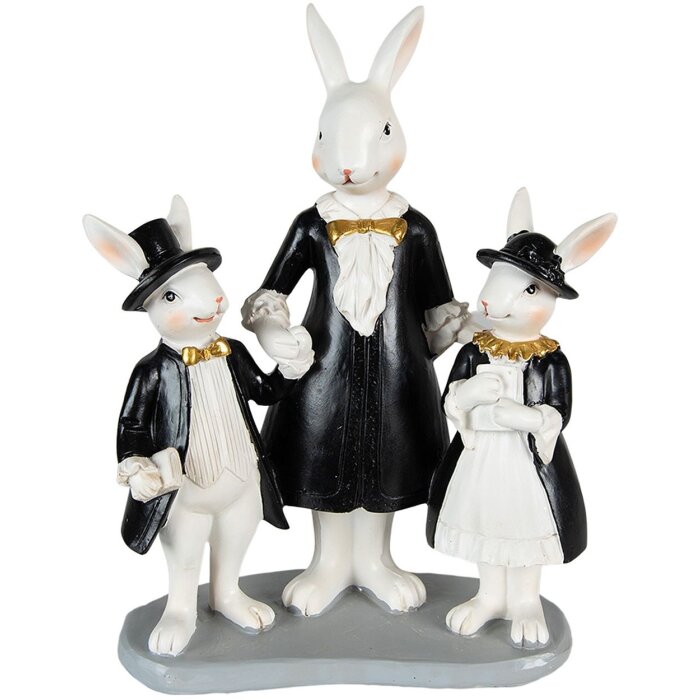 Clayre & Eef 6PR3873 Décoration Lapin 16x8x21 cm noir - blanc