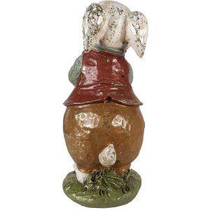 Clayre & Eef 6PR3875 Décoration Lapin 9x12x22 cm Beige - Rouge