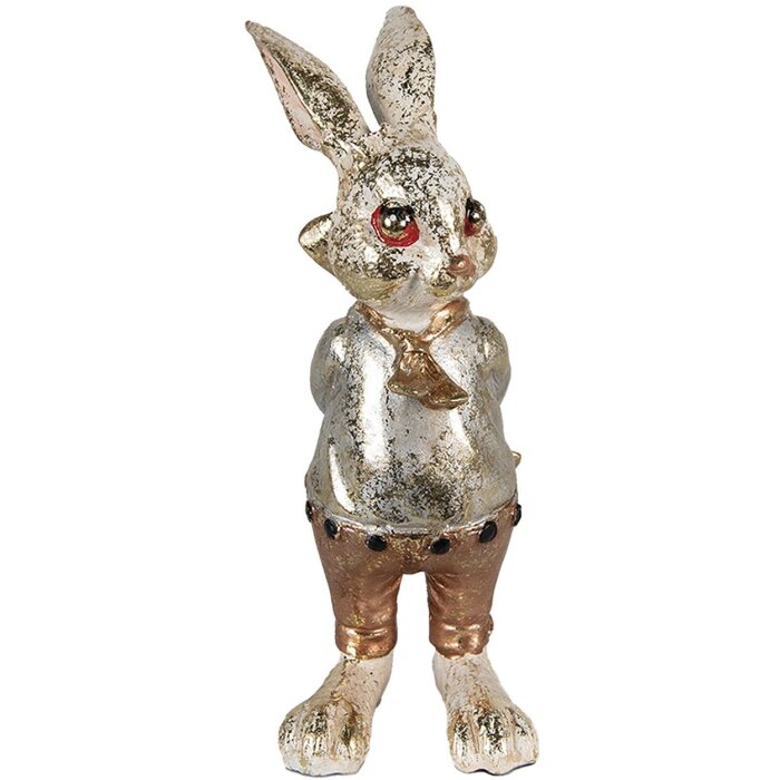 Clayre & Eef 6PR3881 Décoration Lapin 6x7x14 cm Beige - Or