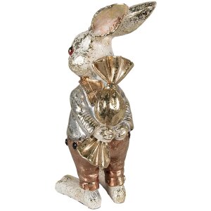 Clayre & Eef 6PR3881 Décoration Lapin 6x7x14 cm Beige - Or