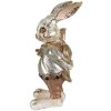 Clayre & Eef 6PR3881 Décoration Lapin 6x7x14 cm Beige - Or