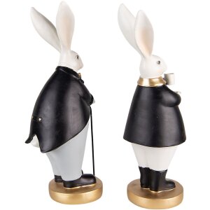 Clayre & Eef 6PR4890 Décoration Lapin 13x11x34 - 13x11x34 cm Noir - Gris