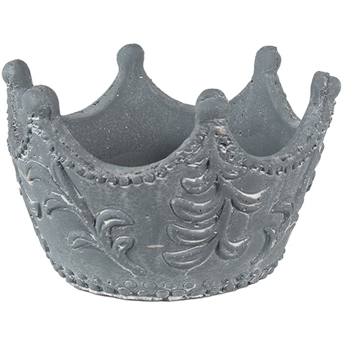 Clayre & Eef 6TE0481M Pot de fleurs couronne 18x17x12 cm Gris