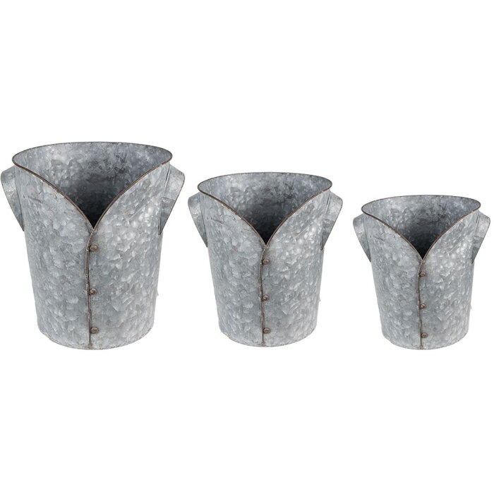 Clayre & Eef 6Y4873 Support pour plantes (set de 3) Ø 25x28 - Ø 21x24 - Ø 17x20 cm Gris