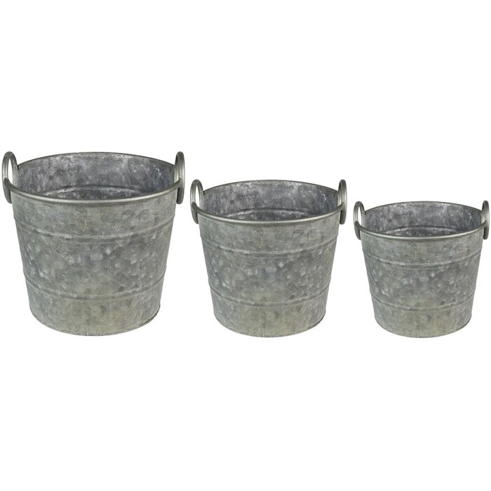 Clayre & Eef 6Y4878 Porte-plantes Ø 32x25 - Ø 29x23 - Ø 26x21 cm Gris - Vert