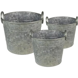 Clayre & Eef 6Y4878 Porte-plantes Ø 32x25 - Ø 29x23 - Ø 26x21 cm Gris - Vert