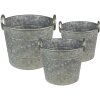 Clayre & Eef 6Y4878 Porte-plantes Ø 32x25 - Ø 29x23 - Ø 26x21 cm Gris - Vert