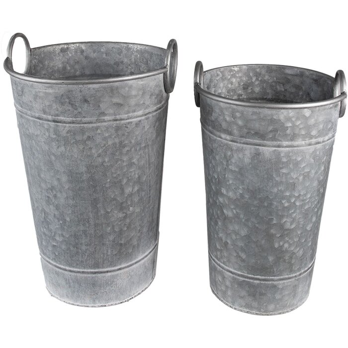 Clayre & Eef 6Y4888 Support pour plantes (2 pièces) Ø 29x41-44 - Ø 25x37-40 cm Gris