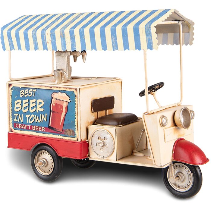 Clayre & Eef 6Y4952 Modèle de chariot à bière tricycle 30x12x24 cm Bleu - Beige