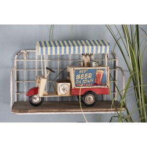 Clayre & Eef 6Y4952 Modèle de chariot à bière tricycle 30x12x24 cm Bleu - Beige