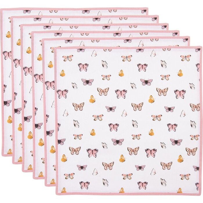 Clayre & Eef BPD43 Serviettes en tissu (6 pièces) 40x40 cm Beige - Rose