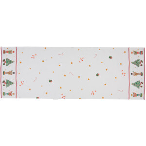 Clayre & Eef HLC64 Chemin de table 50x140 cm blanc - rouge rectangle