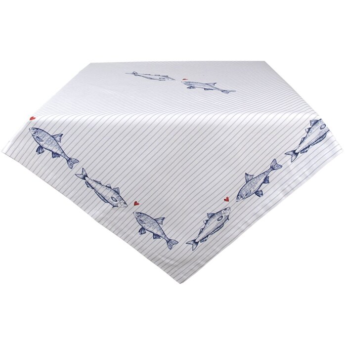 Clayre & Eef SSF01 Nappe 100x100 cm Blanc - Bleu Carré