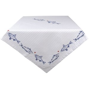 Clayre & Eef SSF01 Nappe 100x100 cm Blanc - Bleu...