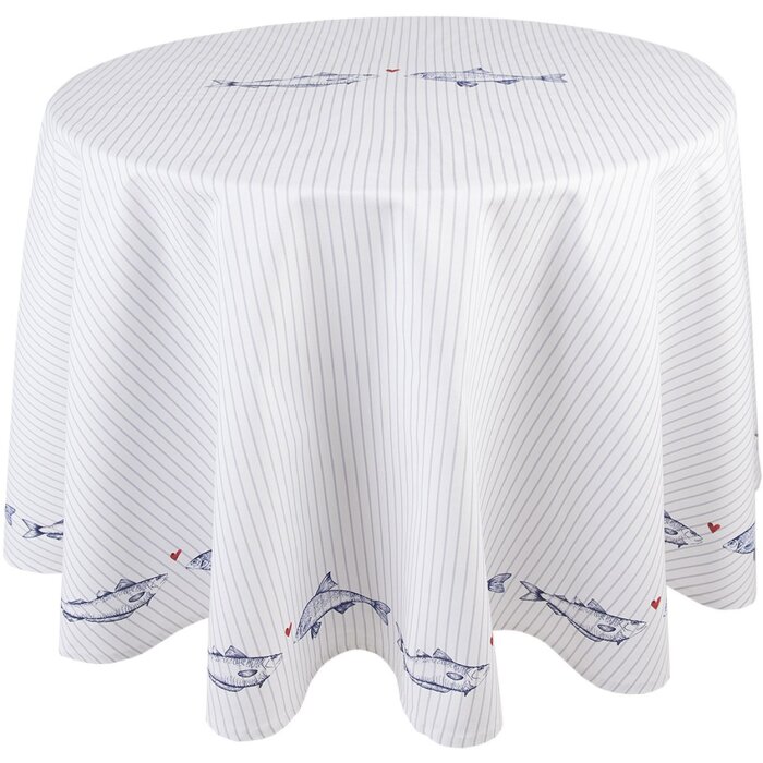 Clayre & Eef SSF07 Nappe Ø 170 cm Blanc - Bleu Rond