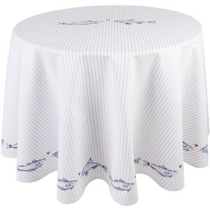 Clayre & Eef SSF07 Nappe Ø 170 cm Blanc - Bleu...