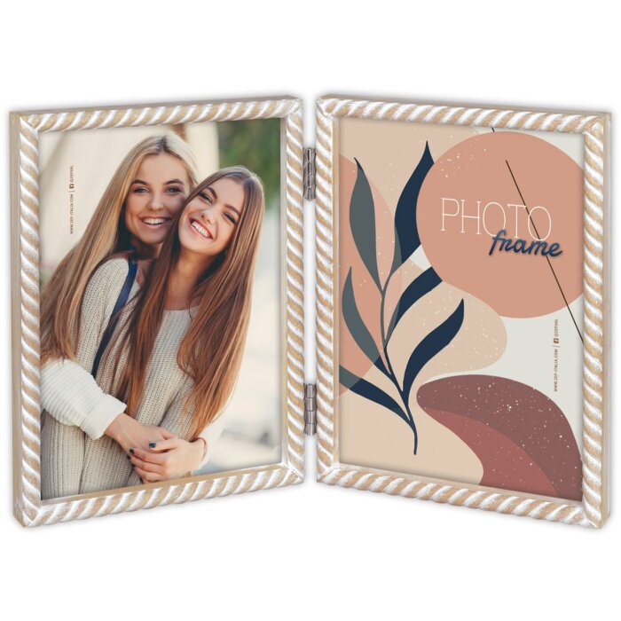 ZEP cadre double en bois Lisse 2 photos 10x15 cm (23x16,3 cm)