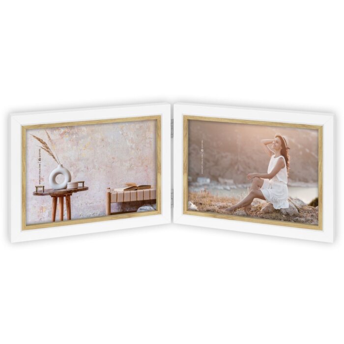 Cadre double ZEP Ayas blanc 2 photos 10x15 cm paysage