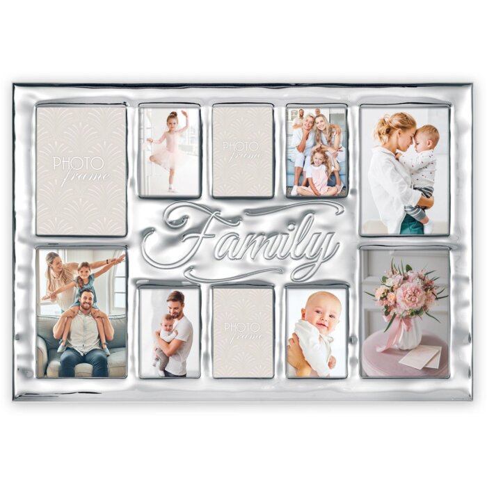 Cadre photo familial ZEP Legacy 10 photos argent brillant (47x33 cm)