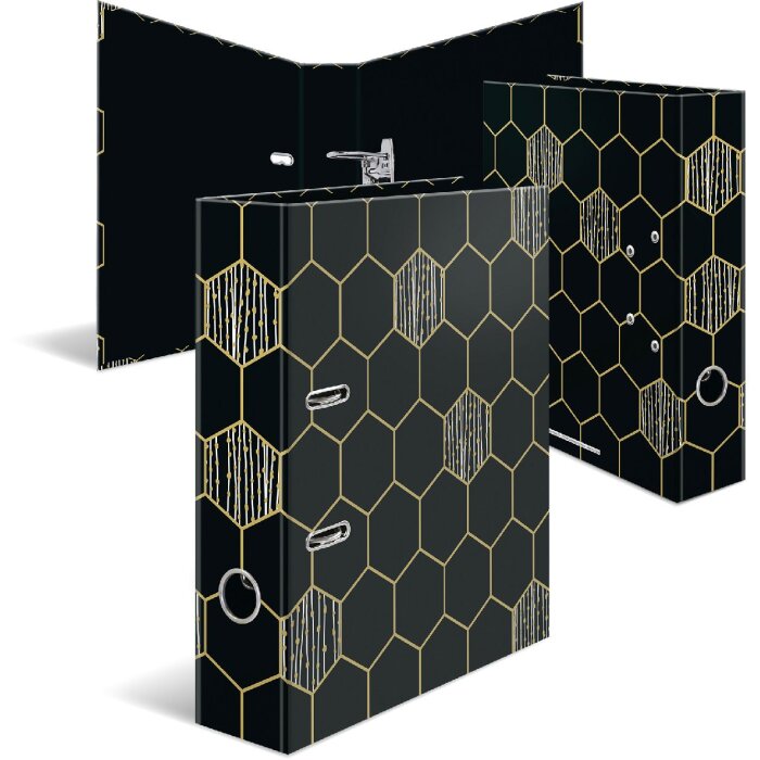 HERMA 7016 Classeur à motifs 70 mm A4 Hexagon noir or