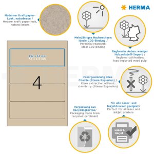 HERMA 10760 Étiquettes classeur 192 x 61 mm brun naturel adhésives en permanence 80 pcs.