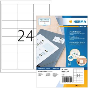 HERMA 10779 Étiquettes jet dencre A4 66x33.8 mm...