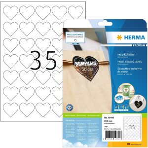 HERMA 10790 PREMIUM Étiquettes coeur A4, Ø...