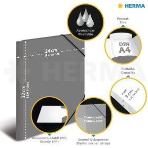 HERMA 19655 Fardes de classement A4 PP Jaune fluo...