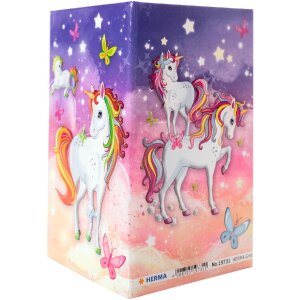 HERMA 19731 Pot à crayons Carton Design Licorne effaçable stable 8x8x13,5cm