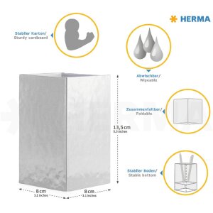 HERMA 19731 Pot à crayons Carton Design Licorne effaçable stable 8x8x13,5cm