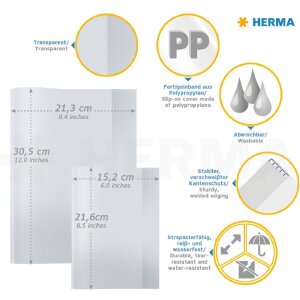 HERMA 19991 Protège-cahier Set A5 Transparent 10 pièces Polypropylène effaçable